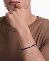 Spiritual Beads Evil Eye Bracelet in Sterling Silver with Lapis and Sapphire, 4mm